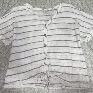 waffle-knit blouse